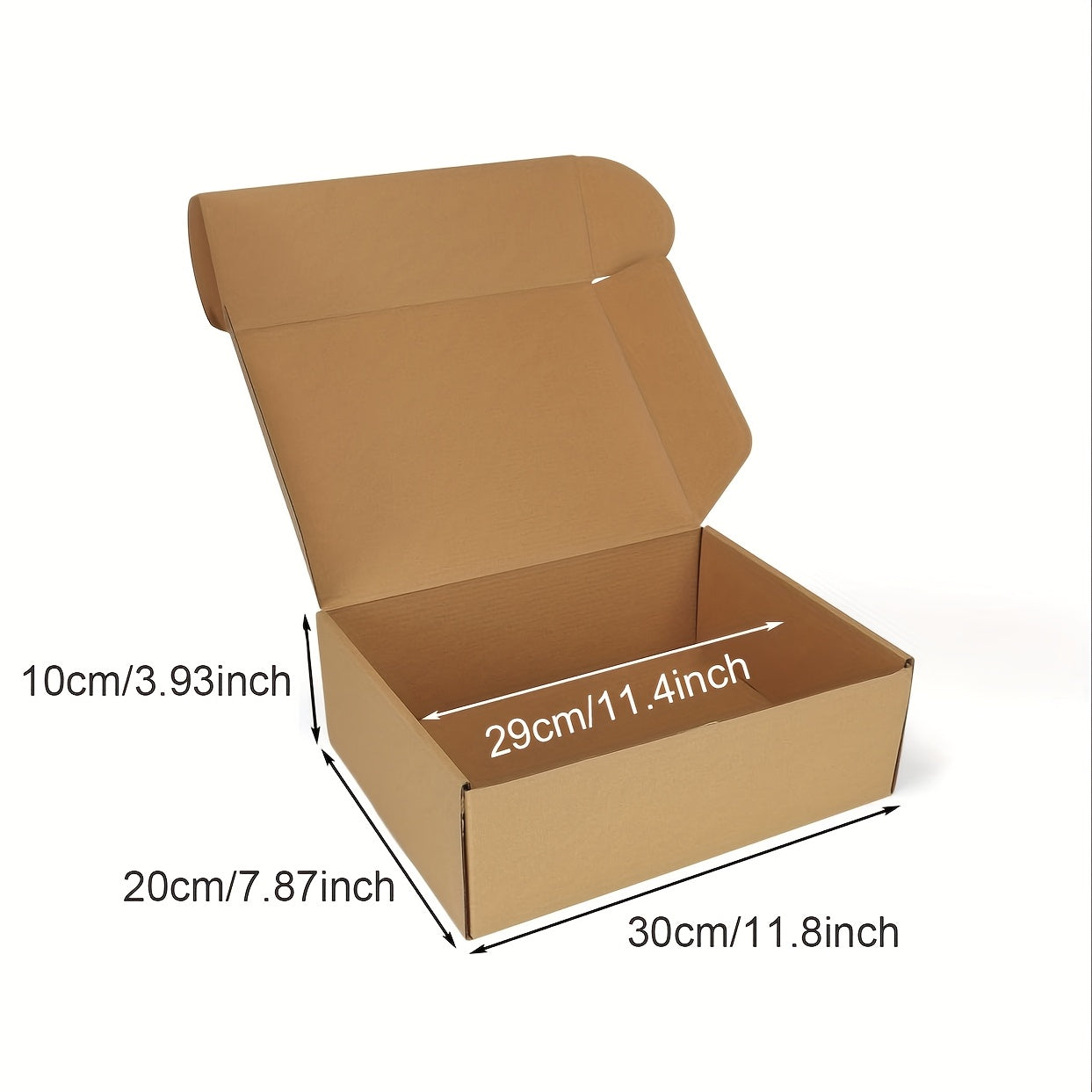 12 boîtes cadeaux marron moyen 30*20*10 cm (11,8*7,87*3,93 pouces avec étiquette et fermeture supérieure, idéales pour les petites entreprises comme emballages postaux
