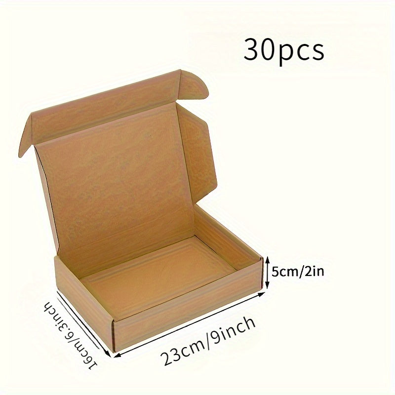 30 boîtes en carton ondulé marron mesurant 23X16X5Cm (9X6.3X2 pouces) - Parfaites pour l'expédition, l'emballage et les usages commerciaux