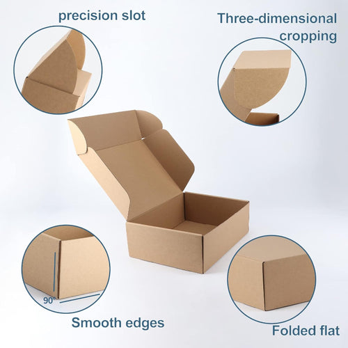 10 boîtes en papier 25X20X7Cm/9.84X7.87X2.76 pouces pour emballage express, expédition, stockage et protection des articles, pliables facilement et rapidement